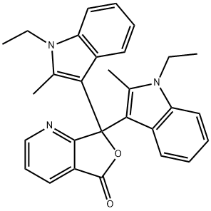 3,3-Bis(1-ethyl-2-methyl-1H-indol-3-yl)-4-azaphthalide Struktur