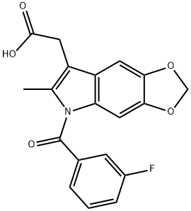 5-(3-Fluorobenzoyl)-6-methyl-5H-1,3-dioxolo[4,5-f]indole-7-acetic acid Struktur