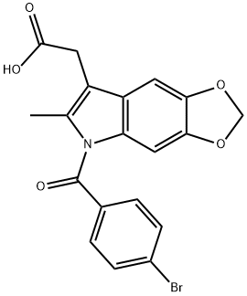 5-(4-Bromobenzoyl)-6-methyl-5H-1,3-dioxolo[4,5-f]indole-7-acetic acid Struktur