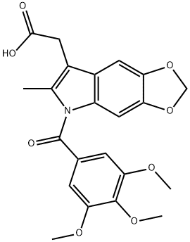 6-Methyl-5-(3,4,5-trimethoxybenzoyl)-5H-1,3-dioxolo[4,5-f]indole-7-acetic acid Struktur