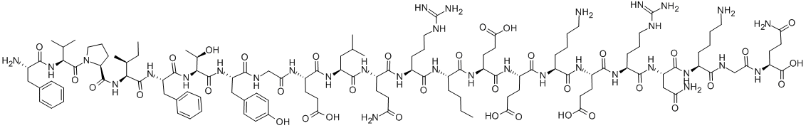 H-PHE-VAL-PRO-ILE-PHE-THR-TYR-GLY-GLU-LEU-GLN-ARG-NLE-GLU-GLU-LYS-GLU-ARG-ASN-LYS-GLY-GLN-OH Struktur