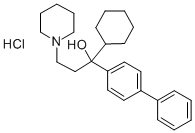 alpha-(4-Biphenyl)-alpha-cyclohexyl-1-piperidinepropanol hydrochloride Struktur