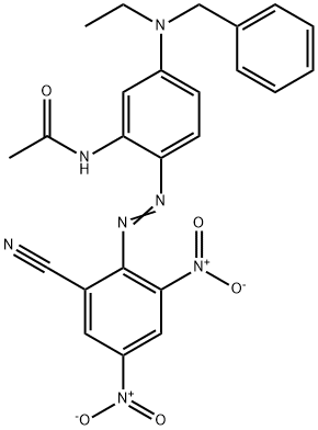 N-[2-[(2-cyano-4,6-dinitrophenyl)azo]-5-[ethyl(phenylmethyl)amino]phenyl]acetamide Struktur