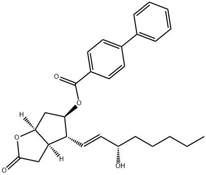 [1,1'-Biphenyl]-4-carboxylic acid-(3aR,4R,5R,6aS)-hexahydro-4-[(1E,3S)-3-hydroxy-1-octen-1-yl]-2-oxo-2H-cyclopenta[b]furan-5-yl ester Struktur