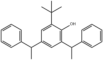 2-(1,1-Dimethylethyl)-4,6-bis(1-phenylethyl)phenol Struktur