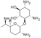 4-O-(2,6-Diamino-2,3,4,6,7-pentadeoxy-α-D-ribo-heptopyranosyl)-2-deoxy-D-streptamine Struktur