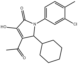 2H-Pyrrol-2-one, 4-acetyl-1-(3-chloro-4-methylphenyl)-5-cyclohexyl-1,5-dihydro-3-hydroxy- Struktur