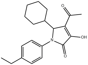 2H-Pyrrol-2-one, 4-acetyl-5-cyclohexyl-1-(4-ethylphenyl)-1,5-dihydro-3-hydroxy- Struktur