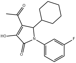 2H-Pyrrol-2-one, 4-acetyl-5-cyclohexyl-1-(3-fluorophenyl)-1,5-dihydro-3-hydroxy- Struktur