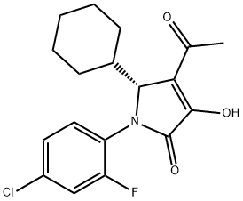 2H-Pyrrol-2-one, 4-acetyl-1-(4-chloro-2-fluorophenyl)-5-cyclohexyl-1,5-dihydro-3-hydroxy-, (5R)- Struktur