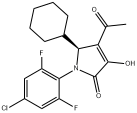 2H-Pyrrol-2-one, 4-acetyl-1-(4-chloro-2,6-difluorophenyl)-5-cyclohexyl-1,5-dihydro-3-hydroxy-, (5S)- Struktur