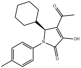 2H-Pyrrol-2-one, 4-acetyl-5-cyclohexyl-1,5-dihydro-3-hydroxy-1-(4-methylphenyl)-, (5S)- Struktur