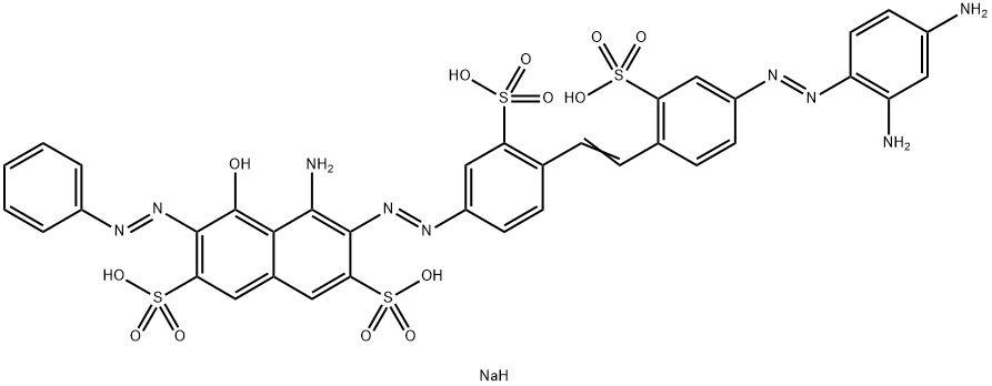 tetrasodium 4-amino-3-[[4-[2-[4-[(2,4-diaminophenyl)azo]-2-sulphonatophenyl]vinyl]-3-sulphonatophenyl]azo]-5-hydroxy-6-(phenylazo)naphthalene-2,7-disulphonate Struktur