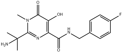 2-(1-氨基-1-甲基乙基)-N-[(4-氟苯基)甲基]-5-羥基-1-甲基-6-氧代-1,6-二氫嘧啶-4-甲酰胺, 518048-03-8, 結(jié)構(gòu)式