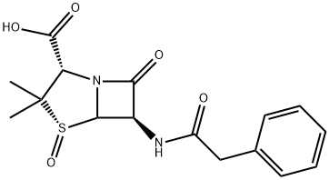 [2S-(2alpha,4alpha,5alpha,6beta)]-3,3-dimethyl-7-oxo-6-(phenylacetamido)-4-thia-1-azabicyclo[3.2.0]heptane-2-carboxylic acid 4-oxide Struktur