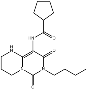 Cyclopentanecarboxamide,  N-(7-butyl-1,3,4,6,7,8-hexahydro-6,8-dioxo-2H-pyrimido[1,6-a]pyrimidin-9-yl)- Struktur