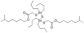 diisooctyl 2,2'-[(1,1,3,3-tetrabutyl-1,3-distannathianediyl)bis(thio)]diacetate Struktur