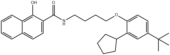 N-[4-[2-cyclopentyl-4-(1,1-dimethylethyl)phenoxy]butyl]-1-hydroxynaphthalene-2-carboxamide Struktur