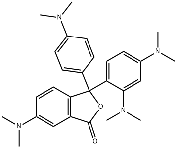 3-[2,4-bis(dimethylamino)phenyl]-6-(dimethylamino)-3-[4-(dimethylamino)phenyl]phthalide Struktur