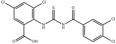 3,5-DICHLORO-2-[[[(3,4-DICHLOROBENZOYL)AMINO]THIOXOMETHYL]AMINO]-BENZOIC ACID Struktur