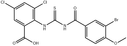 2-[[[(3-BROMO-4-METHOXYBENZOYL)AMINO]THIOXOMETHYL]AMINO]-3,5-DICHLORO-BENZOIC ACID Struktur