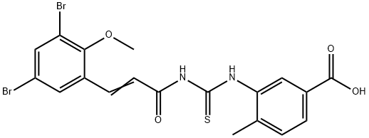 BENZOIC ACID, 3-[[[[3-(3,5-DIBROMO-2-METHOXYPHENYL)-1-OXO-2-PROPENYL]AMINO]THIOXOMETHYL]AMINO]-4-METHYL- Struktur