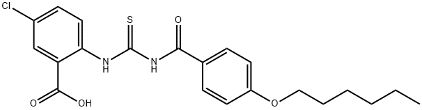 5-CHLORO-2-[[[[4-(HEXYLOXY)BENZOYL]AMINO]THIOXOMETHYL]AMINO]-BENZOIC ACID Struktur