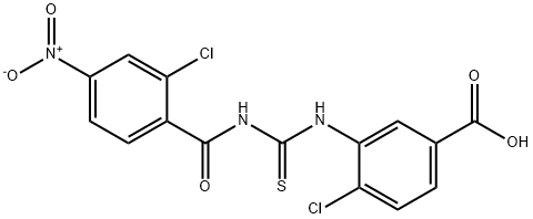 4-CHLORO-3-[[[(2-CHLORO-4-NITROBENZOYL)AMINO]THIOXOMETHYL]AMINO]-BENZOIC ACID Struktur