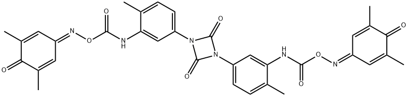 1,3-bis[3-[[[[(3,5-dimethyl-4-oxocyclohexa-2,5-dien-1-ylidene)amino]oxy]carbonyl]amino]-p-tolyl]-1,3-diazetidine-2,4-dione  Struktur