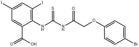 2-[[[[(4-BROMOPHENOXY)ACETYL]AMINO]THIOXOMETHYL]AMINO]-3,5-DIIODO-BENZOIC ACID Struktur