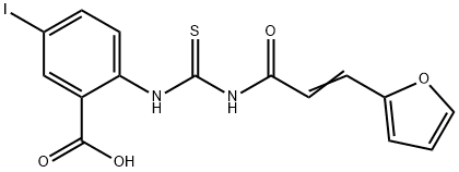 2-[[[[3-(2-FURANYL)-1-OXO-2-PROPENYL]AMINO]THIOXOMETHYL]AMINO]-5-IODO-BENZOIC ACID Struktur