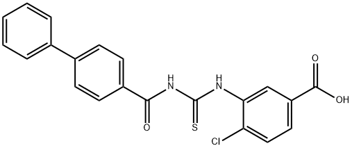 3-[[[([1,1'-BIPHENYL]-4-YLCARBONYL)AMINO]THIOXOMETHYL]AMINO]-4-CHLORO-BENZOIC ACID Struktur