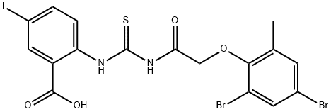 2-[[[[(2,4-DIBROMO-6-METHYLPHENOXY)ACETYL]AMINO]THIOXOMETHYL]AMINO]-5-IODO-BENZOIC ACID Struktur