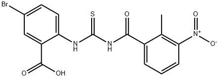 5-BROMO-2-[[[(2-METHYL-3-NITROBENZOYL)AMINO]THIOXOMETHYL]AMINO]-BENZOIC ACID Struktur