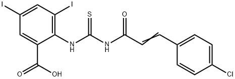 2-[[[[3-(4-CHLOROPHENYL)-1-OXO-2-PROPENYL]AMINO]THIOXOMETHYL]AMINO]-3,5-DIIODO-BENZOIC ACID Struktur