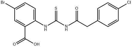 5-BROMO-2-[[[[(4-CHLOROPHENYL)ACETYL]AMINO]THIOXOMETHYL]AMINO]-BENZOIC ACID Struktur