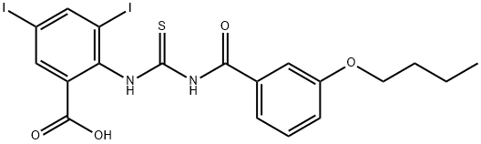 2-[[[(3-BUTOXYBENZOYL)AMINO]THIOXOMETHYL]AMINO]-3,5-DIIODO-BENZOIC ACID Struktur