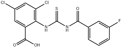 3,5-DICHLORO-2-[[[(3-FLUOROBENZOYL)AMINO]THIOXOMETHYL]AMINO]-BENZOIC ACID Struktur