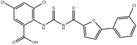 3,5-DICHLORO-2-[[[[[5-(3-CHLOROPHENYL)-2-FURANYL]CARBONYL]AMINO]THIOXOMETHYL]AMINO]-BENZOIC ACID Struktur