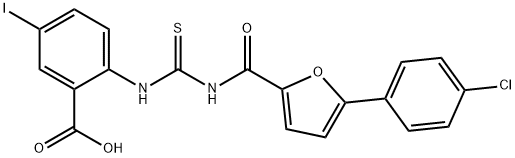 2-[[[[[5-(4-CHLOROPHENYL)-2-FURANYL]CARBONYL]AMINO]THIOXOMETHYL]AMINO]-5-IODO-BENZOIC ACID Struktur