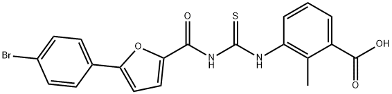 3-[[[[[5-(4-BROMOPHENYL)-2-FURANYL]CARBONYL]AMINO]THIOXOMETHYL]AMINO]-2-METHYL-BENZOIC ACID Struktur