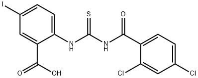 2-[[[(2,4-DICHLOROBENZOYL)AMINO]THIOXOMETHYL]AMINO]-5-IODO-BENZOIC ACID Struktur