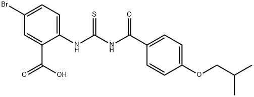 5-BROMO-2-[[[[4-(2-METHYLPROPOXY)BENZOYL]AMINO]THIOXOMETHYL]AMINO]-BENZOIC ACID Struktur