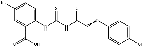 5-BROMO-2-[[[[3-(4-CHLOROPHENYL)-1-OXO-2-PROPENYL]AMINO]THIOXOMETHYL]AMINO]-BENZOIC ACID Struktur