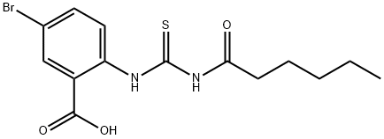 5-BROMO-2-[[[(1-OXOHEXYL)AMINO]THIOXOMETHYL]AMINO]-BENZOIC ACID Struktur