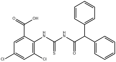 3,5-DICHLORO-2-[[[(DIPHENYLACETYL)AMINO]THIOXOMETHYL]AMINO]-BENZOIC ACID Struktur