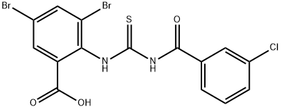 3,5-DIBROMO-2-[[[(3-CHLOROBENZOYL)AMINO]THIOXOMETHYL]AMINO]-BENZOIC ACID Struktur