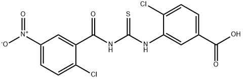 4-CHLORO-3-[[[(2-CHLORO-5-NITROBENZOYL)AMINO]THIOXOMETHYL]AMINO]-BENZOIC ACID Struktur