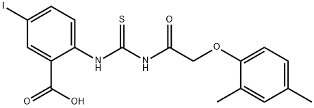 2-[[[[(2,4-DIMETHYLPHENOXY)ACETYL]AMINO]THIOXOMETHYL]AMINO]-5-IODO-BENZOIC ACID Struktur