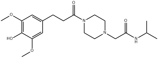 4-[3-(3,5-Dimethoxy-4-hydroxyphenyl)-1-oxopropyl]-N-isopropyl-1-piperazineacetamide Struktur